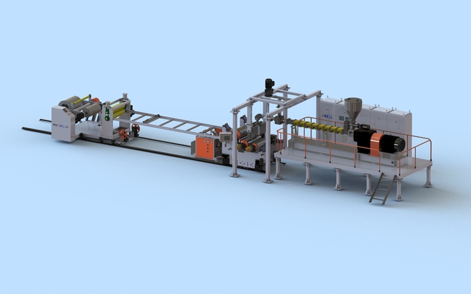 Προσαρμοσμένη μηχανή κατασκευής φύλλου PLA PLA Thermoforming Τρία στρώματα φύλλου γραμμή έκτασης 1