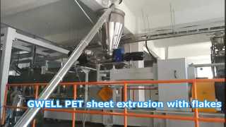 Γραμμή εξώθησης φύλλων PET, νιφάδες + ρητίνη χωρίς κρυστάλλωση